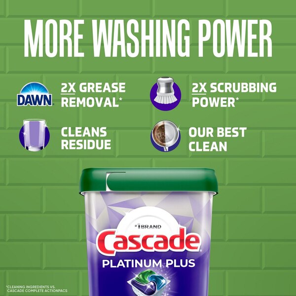 Cascade Platinum Plus Dishwasher Detergent Pacs, Fresh Scent, 26 ct