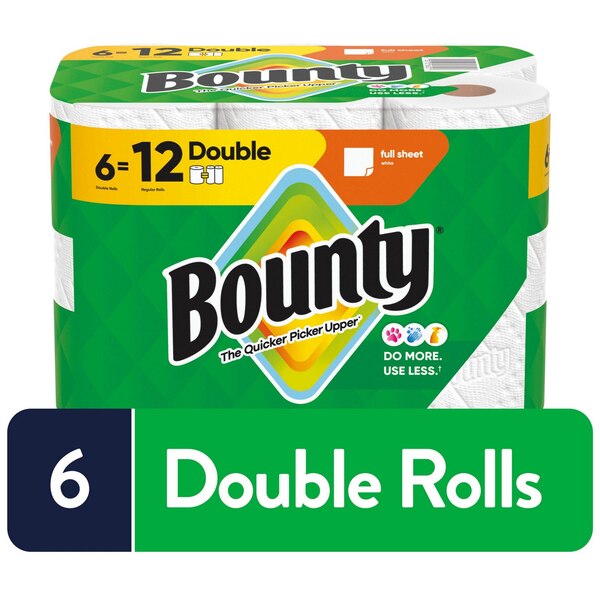 Bounty Full Sheet Paper Towels, 6 Double Rolls