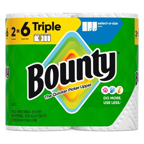 Bounty - Toallas de papel, a su medida, 2 rollos triples