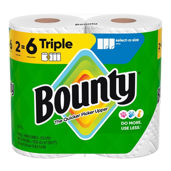 Bounty - Toallas de papel, a su medida, 2 rollos triples