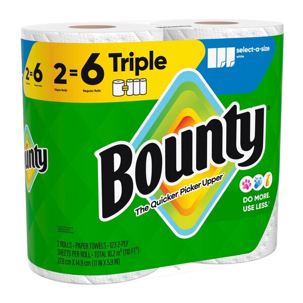 Bounty - Toallas de papel, a su medida, 2 rollos triples