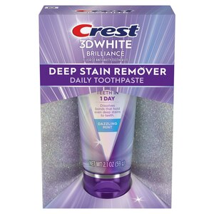 Crest 3D White Brilliance Deep Stain Remover Daily Toothpaste, Dazzling Mint, 2.1 OZ