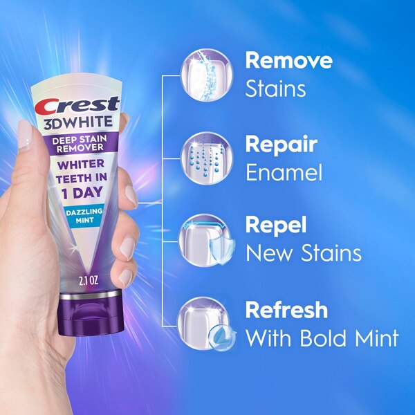 Crest 3D White Brilliance Deep Stain Remover Daily Toothpaste, Dazzling Mint