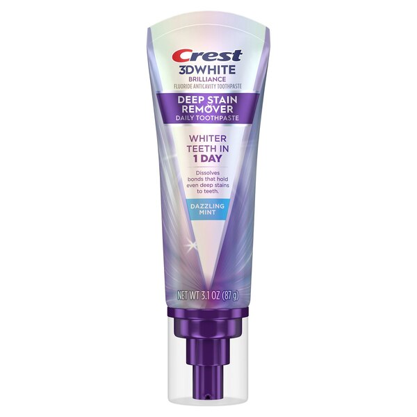 Crest 3D White Brilliance Deep Stain Remover Daily Toothpaste, Dazzling Mint