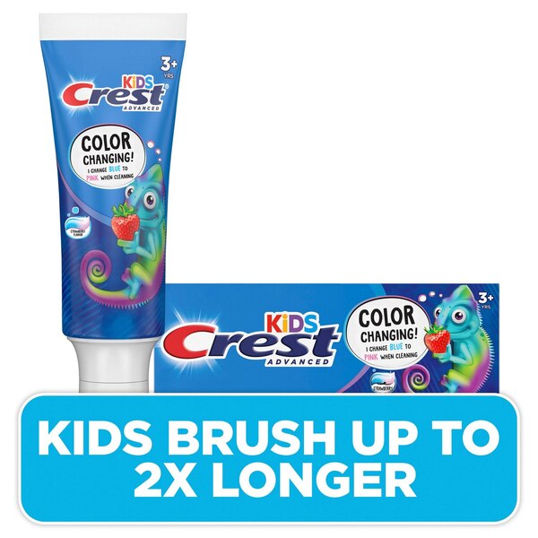 Crest Kids Advanced Fluoride Anticavity Color Changing Toothpaste, Ages 3+, Strawberry, 4.2 OZ