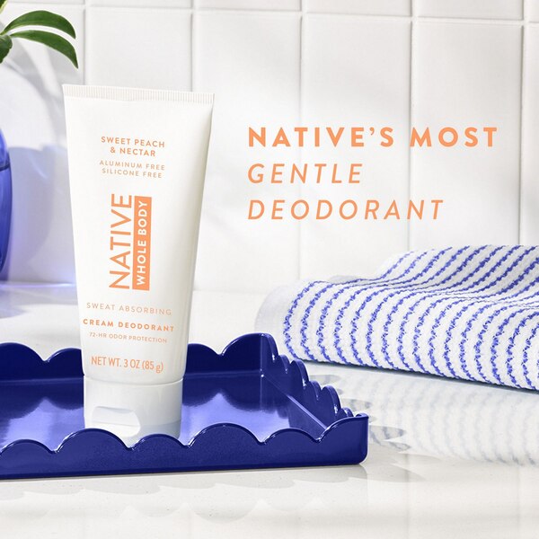 Native Whole Body Cream Deodorant, Sweet Peach & Nectar, 3 OZ