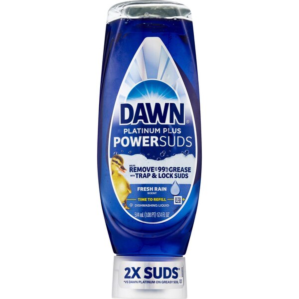 Dawn Platinum Plus PowerSuds EZ-Squeeze Dish Soap, Fresh Rain Scent, 17.4 oz