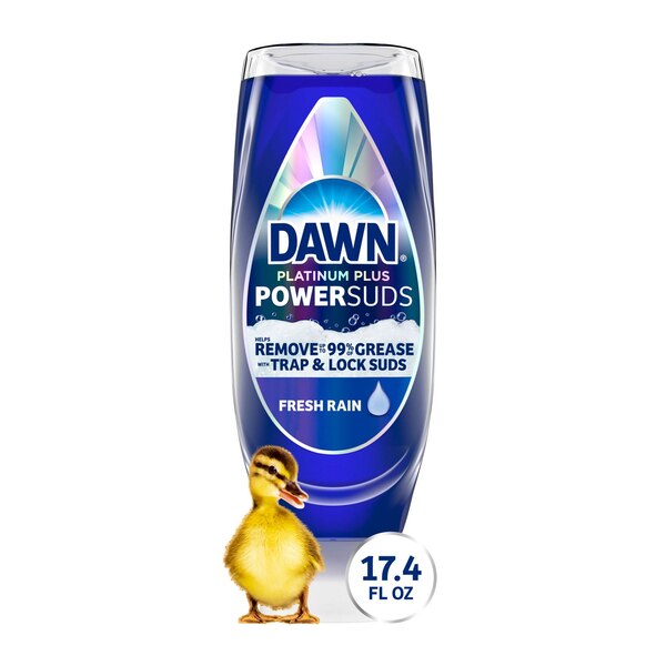 Dawn Platinum Plus PowerSuds EZ-Squeeze Dish Soap, Fresh Rain Scent, 17.4 oz