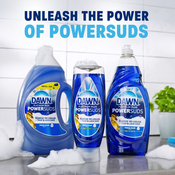 Dawn Platinum Plus PowerSuds EZ-Squeeze Dish Soap, Fresh Rain Scent, 17.4 oz