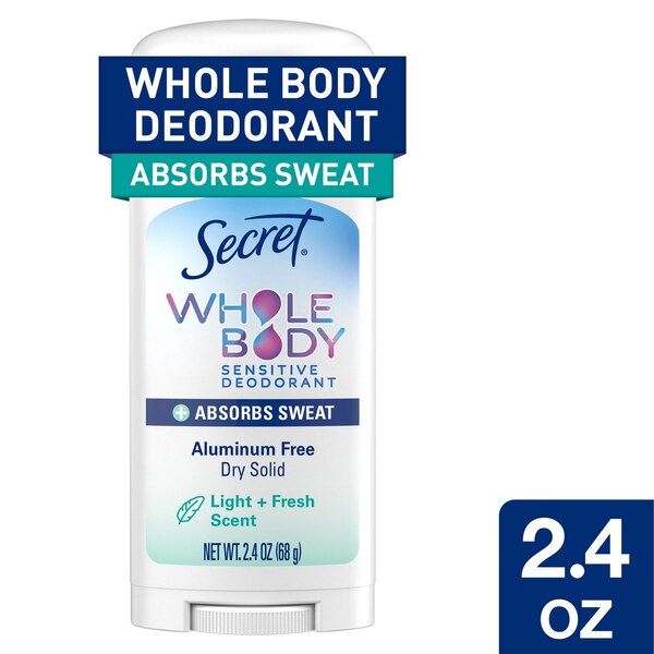 Secret Whole Body Dry Feel Deodorant Stick, Light & Fresh, 2.4 OZ