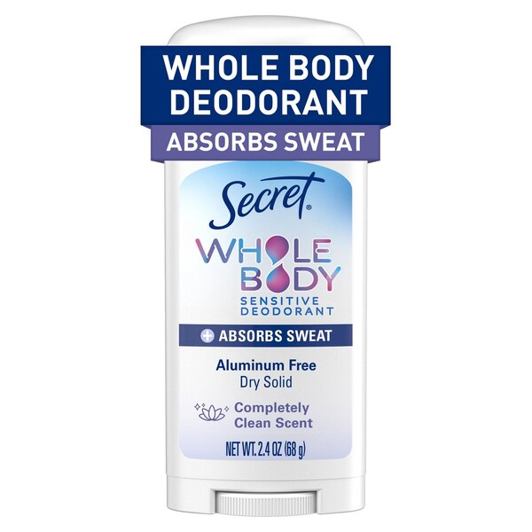 Secret Whole Body Dry Feel Deodorant Stick, Completely Clean, 2.4 OZ