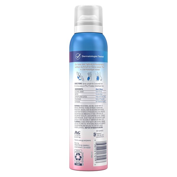 Secret Whole Body Deodorant Spray, Rosewater, 3.5 OZ