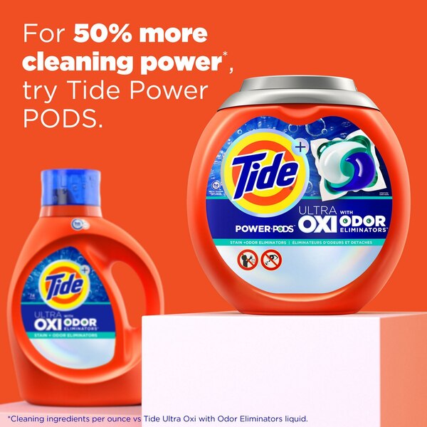 Tide+ Ultra Oxi with Odor Eliminators Liquid Laundry Detergent, Original Scent, 84 oz