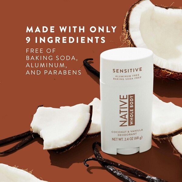 Native Sensitive Whole Body Deodorant, Coconut & Vanilla, 2.4 OZ