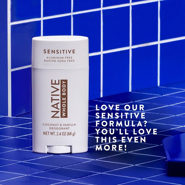 Native Sensitive Whole Body Deodorant, Coconut & Vanilla, 2.4 OZ