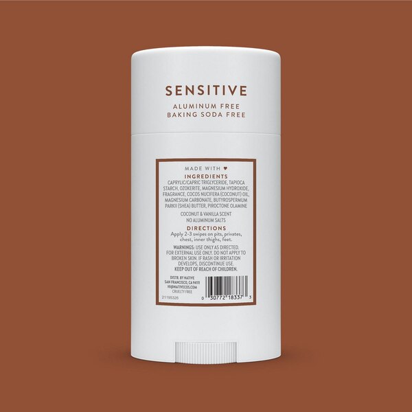 Native Sensitive Whole Body Deodorant, Coconut & Vanilla, 2.4 OZ