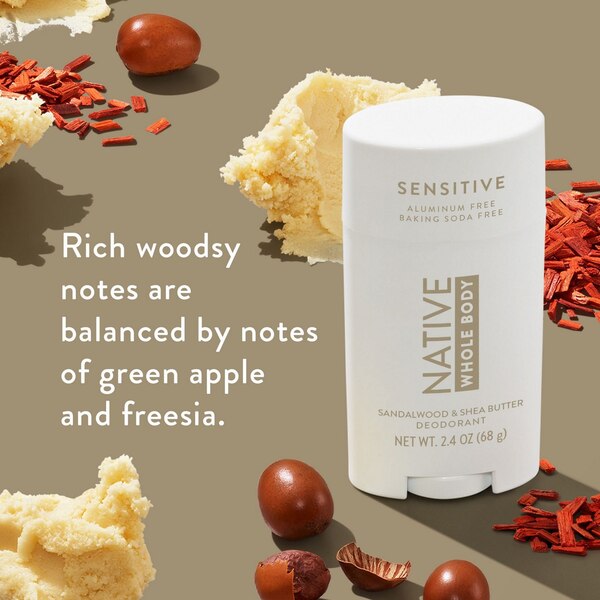Native Sensitive Whole Body Deodorant Stick, Sandalwood & Shea, 2.4 OZ