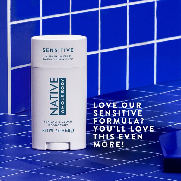 Native Sensitive Whole Body Deodorant, Sea Salt & Cedar, 2.4 OZ