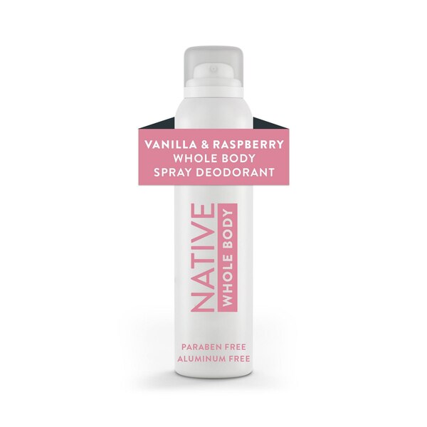Native Whole Body Spray Deodorant, Vanilla & Raspberry, 3.5 OZ