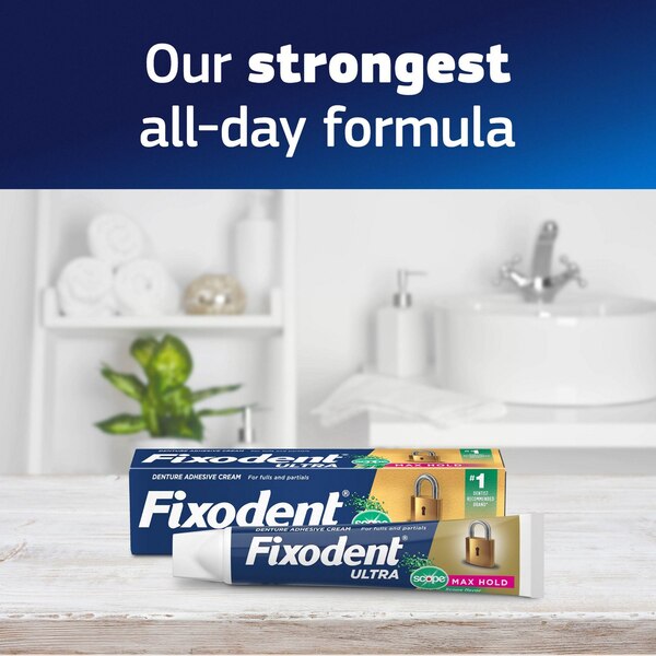 Fixodent Ultra Denture Adhesive Cream, Max Hold, 2.2 OZ, 2 CT