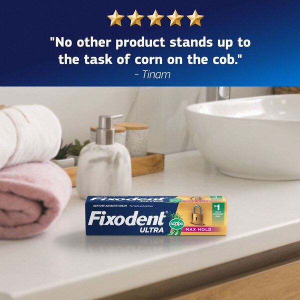 Fixodent Ultra Denture Adhesive Cream, Max Hold, 2.2 OZ, 2 CT