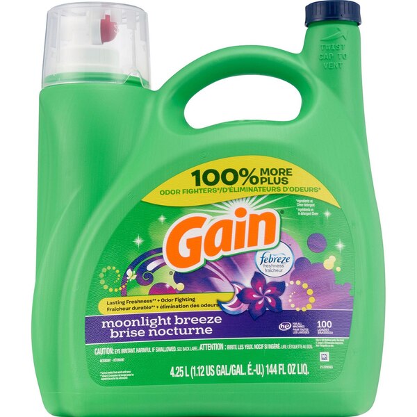 Gain Febreze Liquid Laundry Detergent, Moonlight Breeze Scent, 144 oz