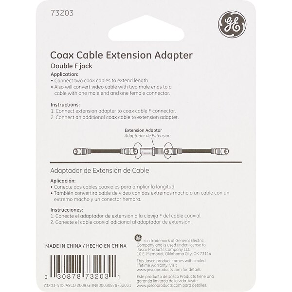 GE Coax Cable Extension Adapter