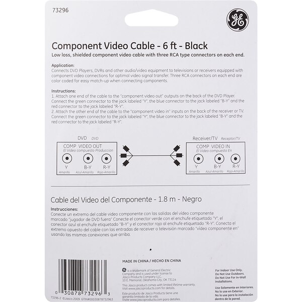 GE Component Video Cable, 6'