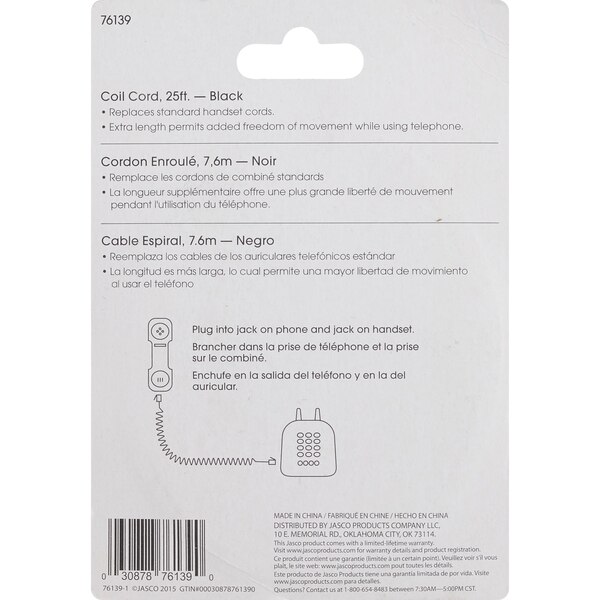 GE Coil Cord, 25' Black