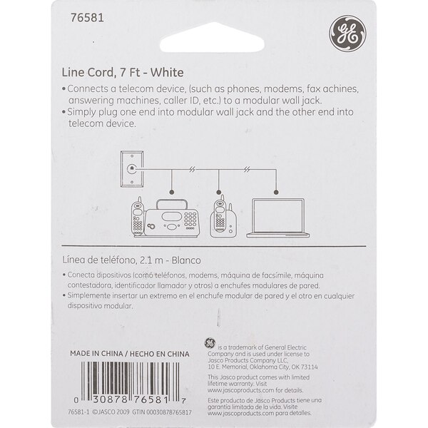 GE Phone Line Cord, 7'