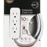 Cordinate Extension Cord 3 Outlets with Surge Protection, 10 ft, Gray/White, thumbnail image