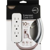 Cordinate Extension Cord 3 Outlets with Surge Protection, 10 ft, Gray/White, thumbnail image