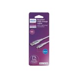 Philips USB to Lightning Cable, 6 ft, White, Braided, thumbnail image