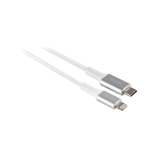 Philips USB-C to Lightning Cable, 3 ft, Braided, White