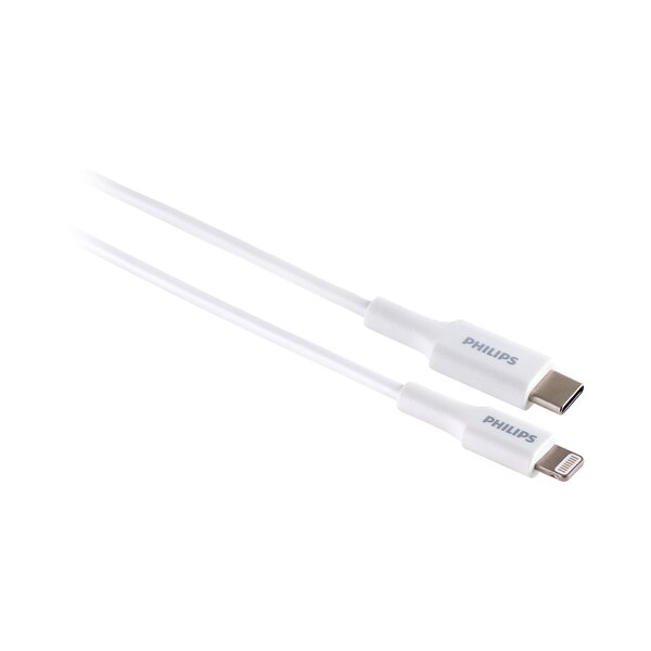 Philips USB-C to Lightning Cable, 4 ft, Basic, White