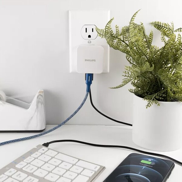 Philips USB 3-Port Wall Charger with USB-A & USB-C