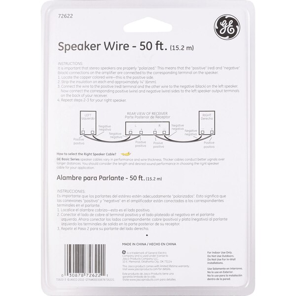 General Electric 72622 Speaker Wire, Gold, 50 ft