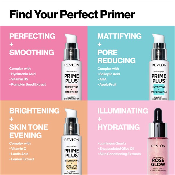 Revlon Photoready Prime Plus Brightening + Skin Tone Evening - Prebase de maquillaje y para antes de la rutina de cuidado de la piel