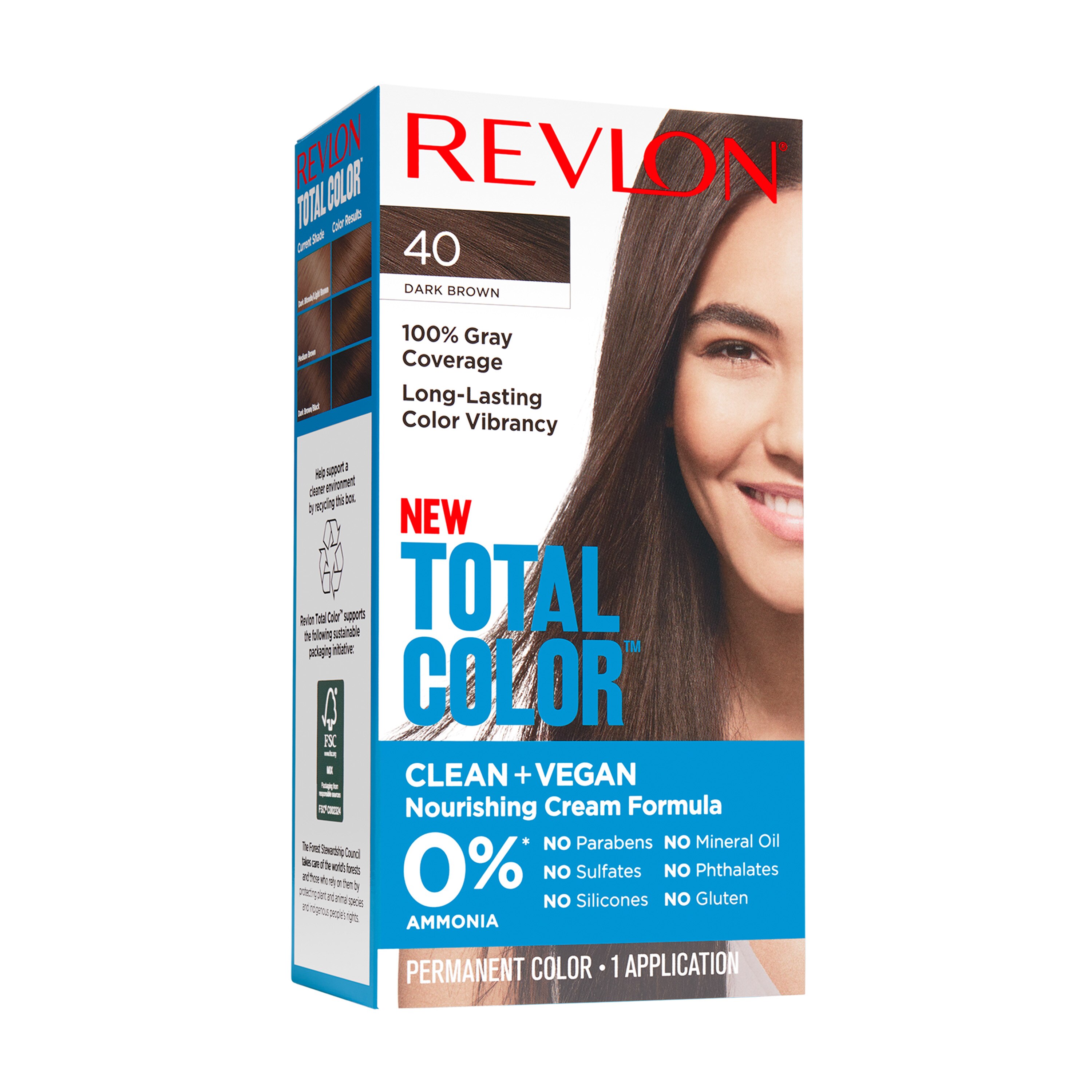 Revlon Total Color Hair Color, Clean and Vegan, 100% Gray Coverage Hair Dye