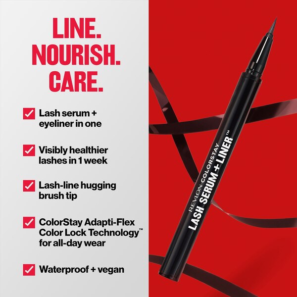 Revlon ColorStay Lash Serum + Liner Liquid Liner, Blackest Black