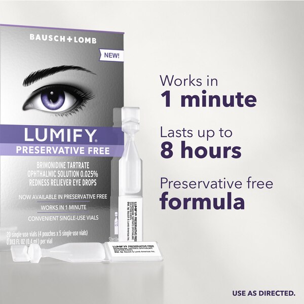 Lumify Preservative Free Redness Reliever Eye Drops, 20 CT