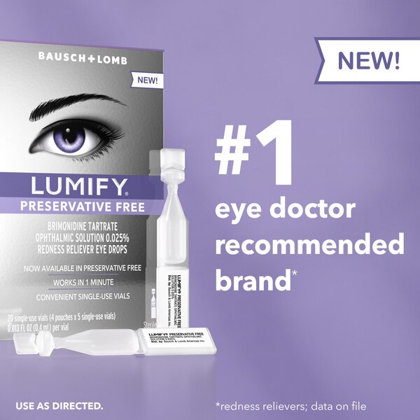 Lumify Preservative Free Redness Reliever Eye Drops, 20 CT