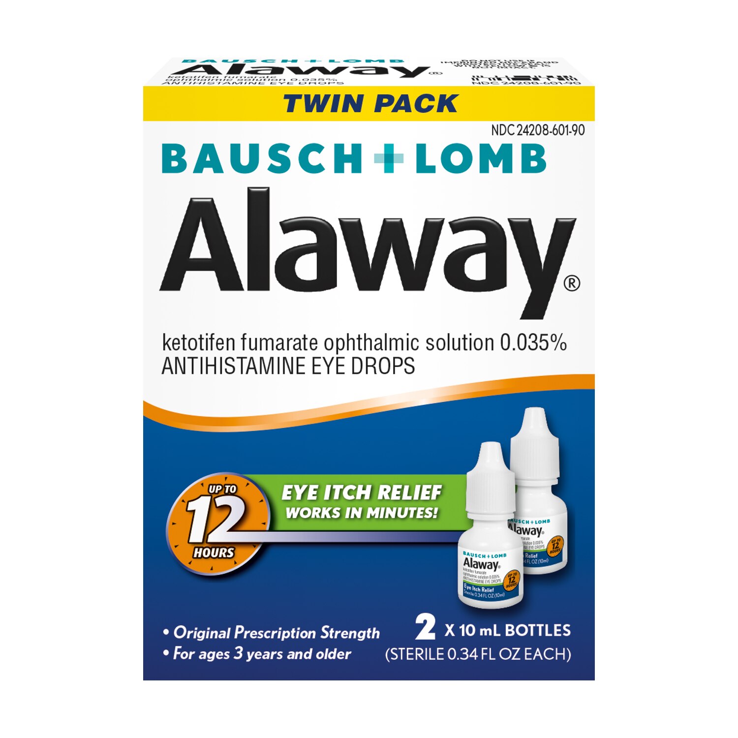 Bausch & Lomb - Gotas para aliviar la picazón en los ojos causada por alergias, concentración de medicamento recetado, dos unidades
