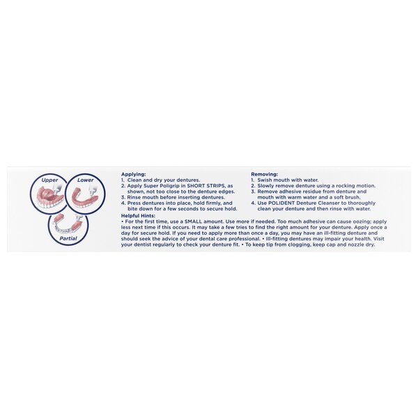 Super Poligrip Denture Adhesive Cream, Zinc-Free, Extra Care
