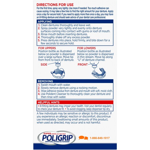Super Poligrip - Polvo adhesivo para dentadura, potencia extra