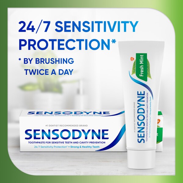 Sensodyne Toothpaste for Sensitive Teeth and Cavity Protection, Fresh Mint, 4 OZ