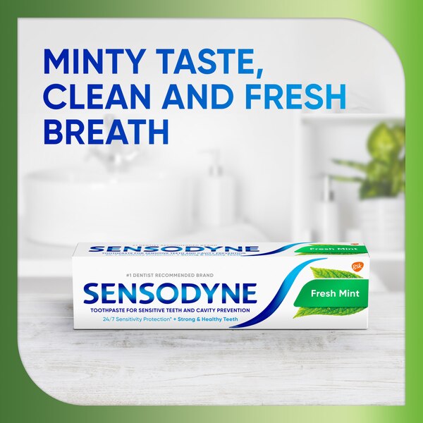 Sensodyne Toothpaste for Sensitive Teeth and Cavity Protection, Fresh Mint, 4 OZ
