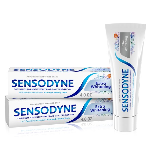 Sensodyne Extra Whitening Toothpaste for Sensitive Teeth and Cavity Protection, 4 OZ, 2 Pack