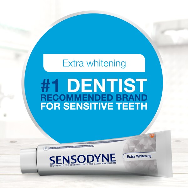 Sensodyne Extra Whitening Toothpaste for Sensitive Teeth and Cavity Protection, 4 OZ, 2 Pack