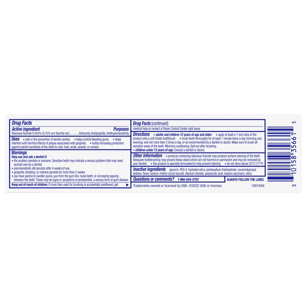 Sensodyne Sensitivity Gum and Enamel Fluoride Toothpaste for Sensitive Teeth, Antigingivitis, and Cavity Protection, Mint, 3.4 OZ
